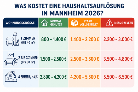 Haushaltsauflösung in Mannheim: geräumte Wohnung mit Umzugskartons