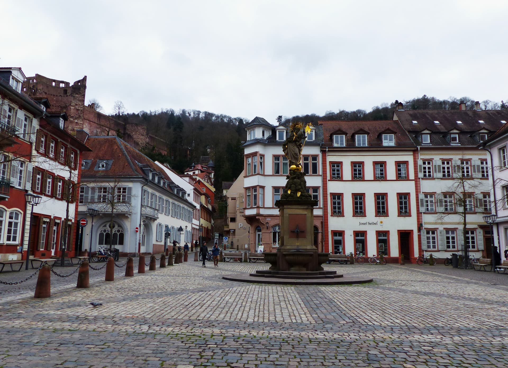 Historic Kornmarkt square in Heidelberg city center
