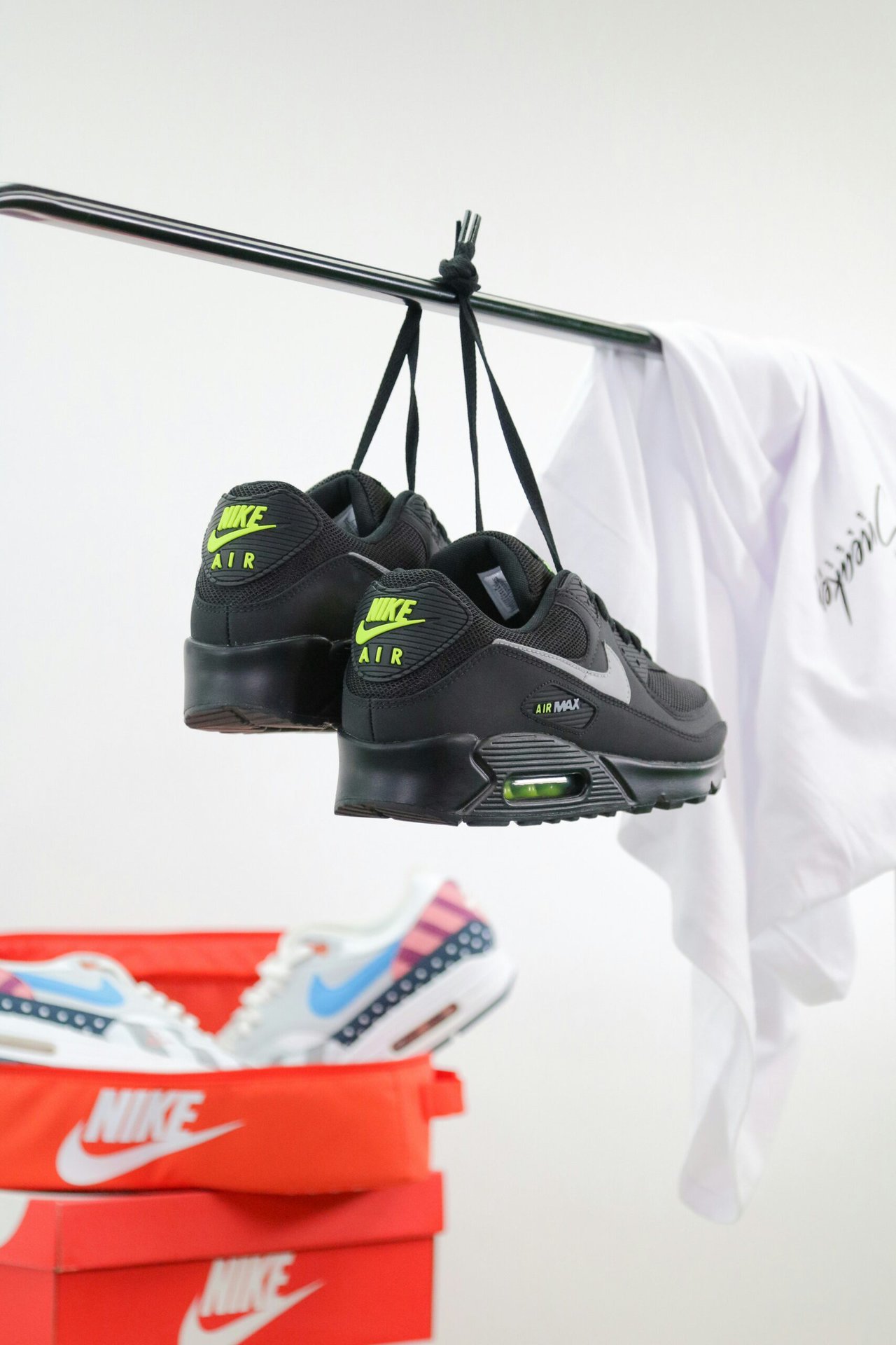 Schwarz Gelbe Air Max 90er Schuhe