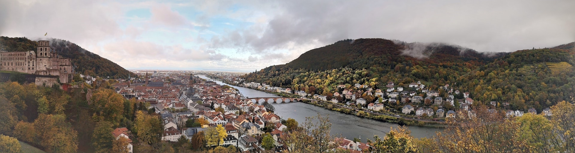 Heidelberg postcard with castle and old town
