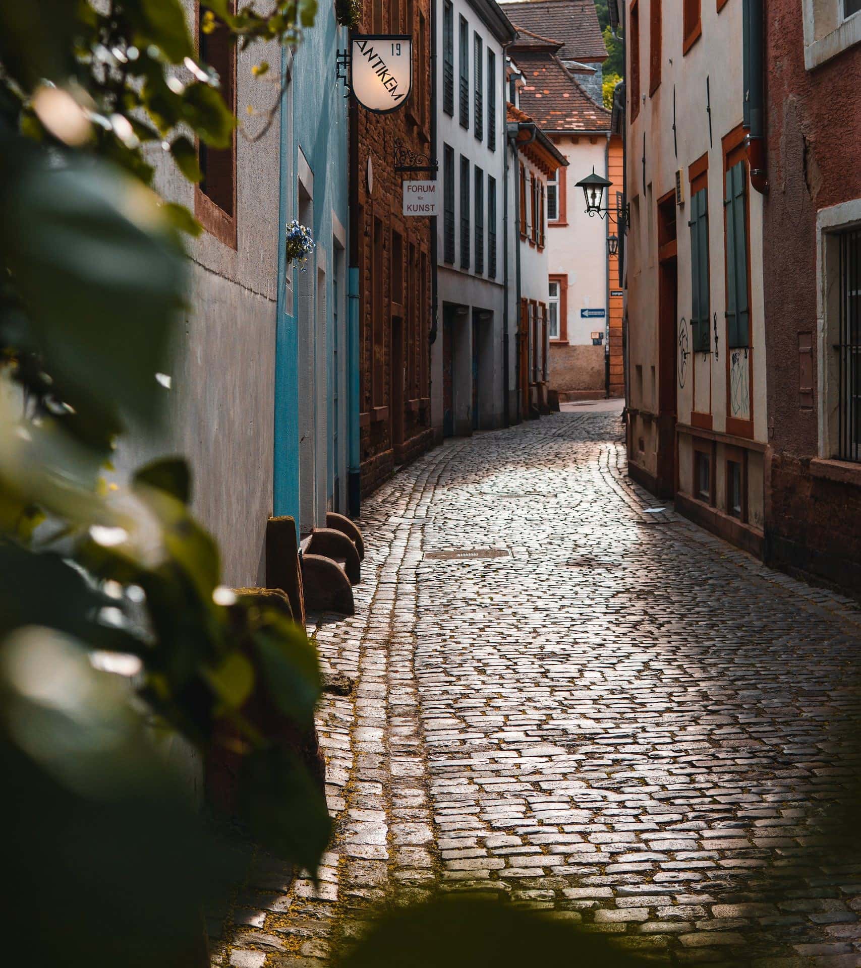 empty street between concrete houses during daytime