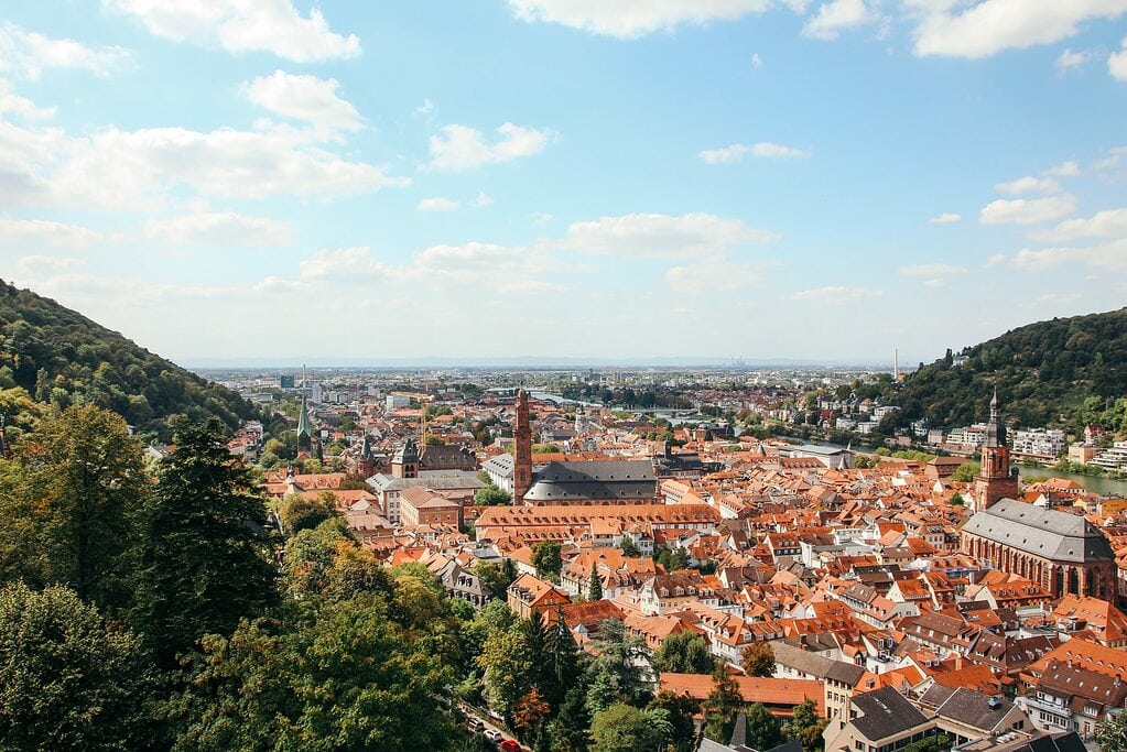View of the buildings of the old town of Heidelberg